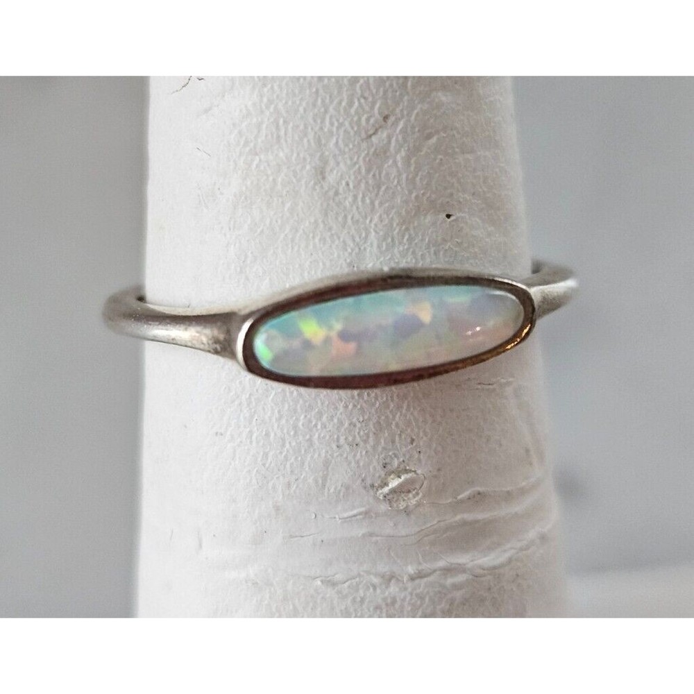 Vintage Opal Sterling Silver 925 Size 6 Simple Design Ring